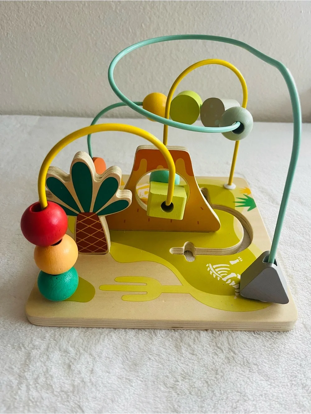 Wooden Bead Maze Activity Toy - Green/Yellow/Orange
